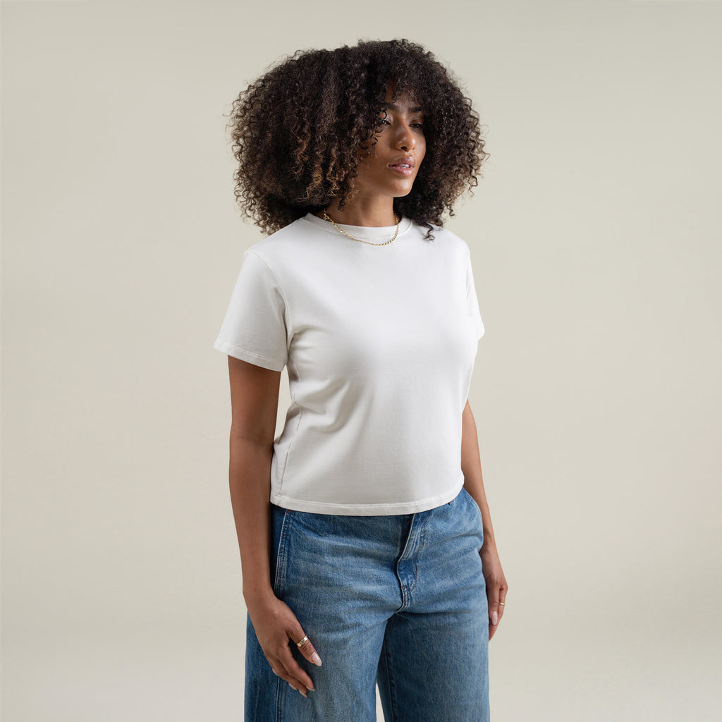 Tags:(Medium) Custom t-shirt tee model Melissa in Bone