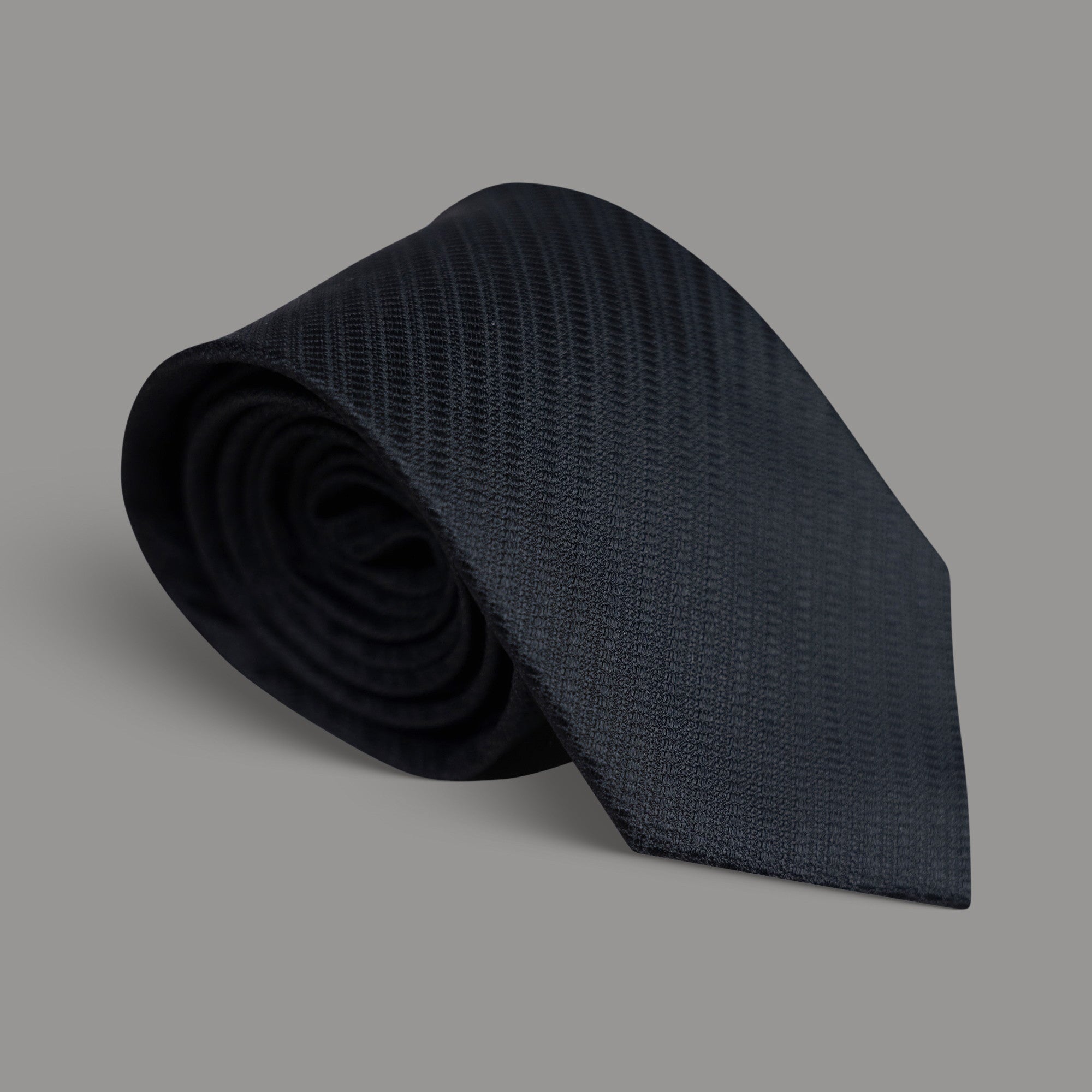 mens custom silk tie model Tyler in Black Textured