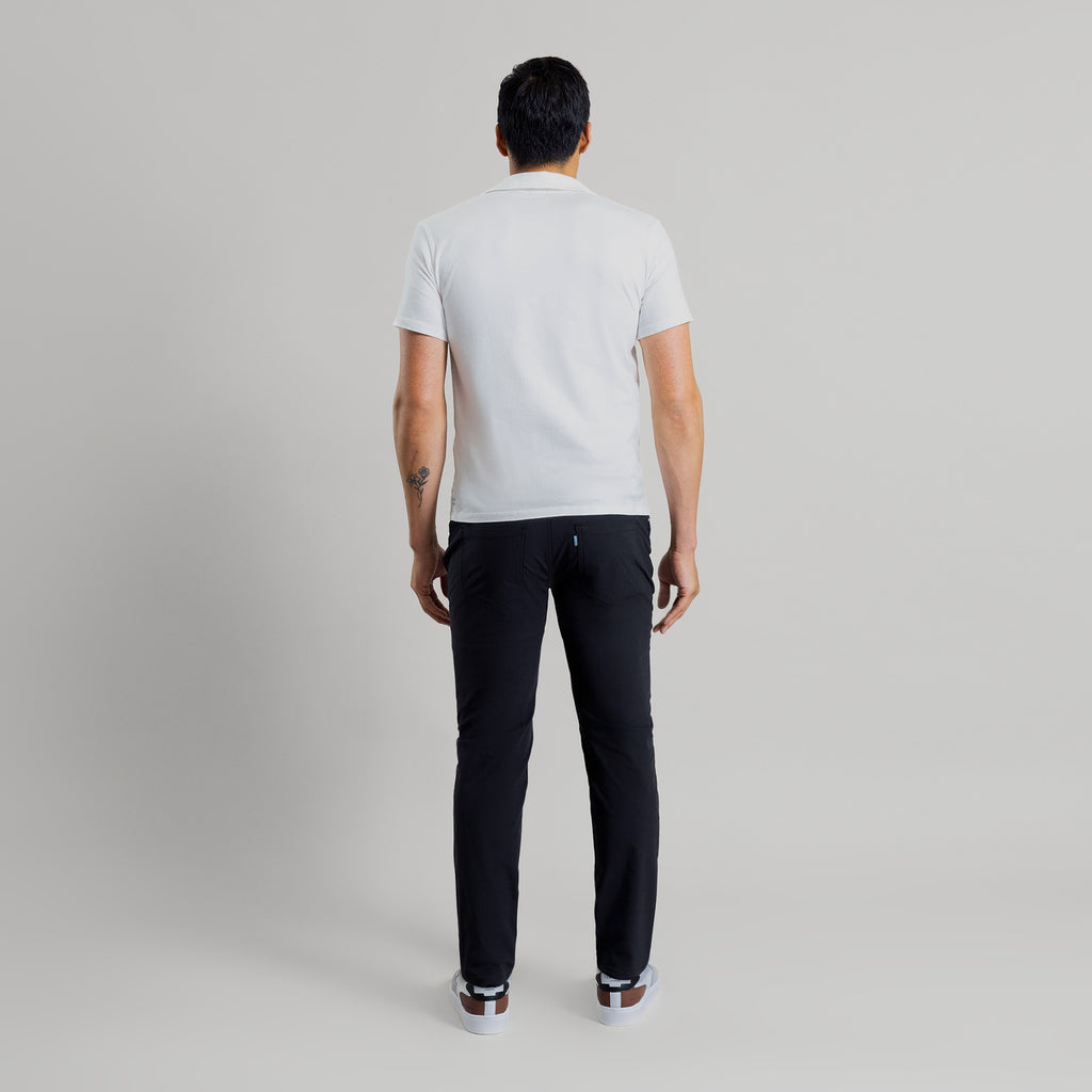 custom tech performance stretch pants model Tim in Black