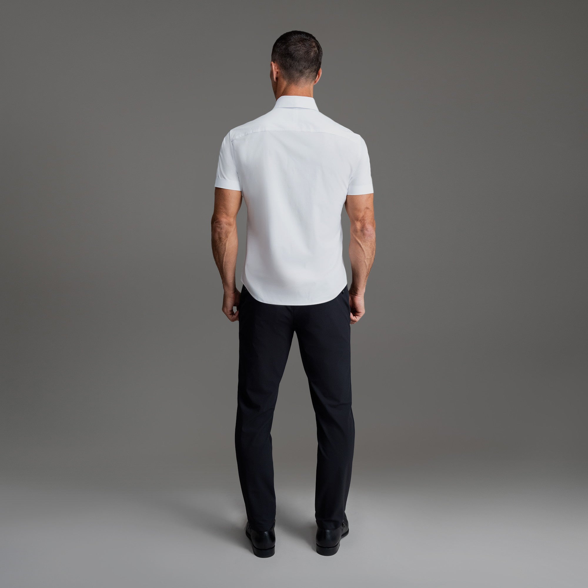 Custom Bespoke Tailored Spread Shirt model Tyler in White Emblem