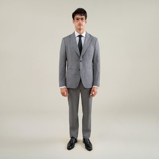 Tags:(6'1"|165) Custom Peak Lapel Tuxedo model Jessey in Black Pepita