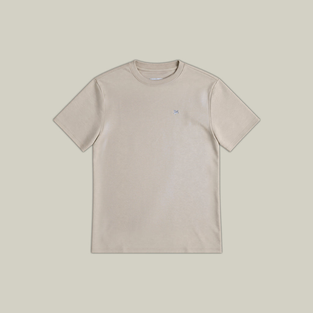 Mulberry Emblem Crew T-Shirt model Matteo in Beige