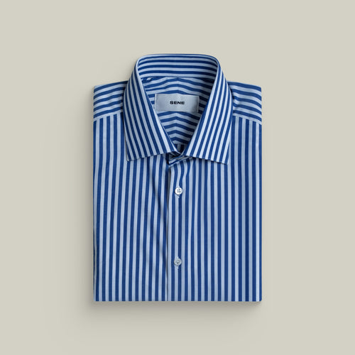 Tags:(6’2" - 180 lbs|Large) Custom shirt tee model Kive in Navy Bengal Stripe