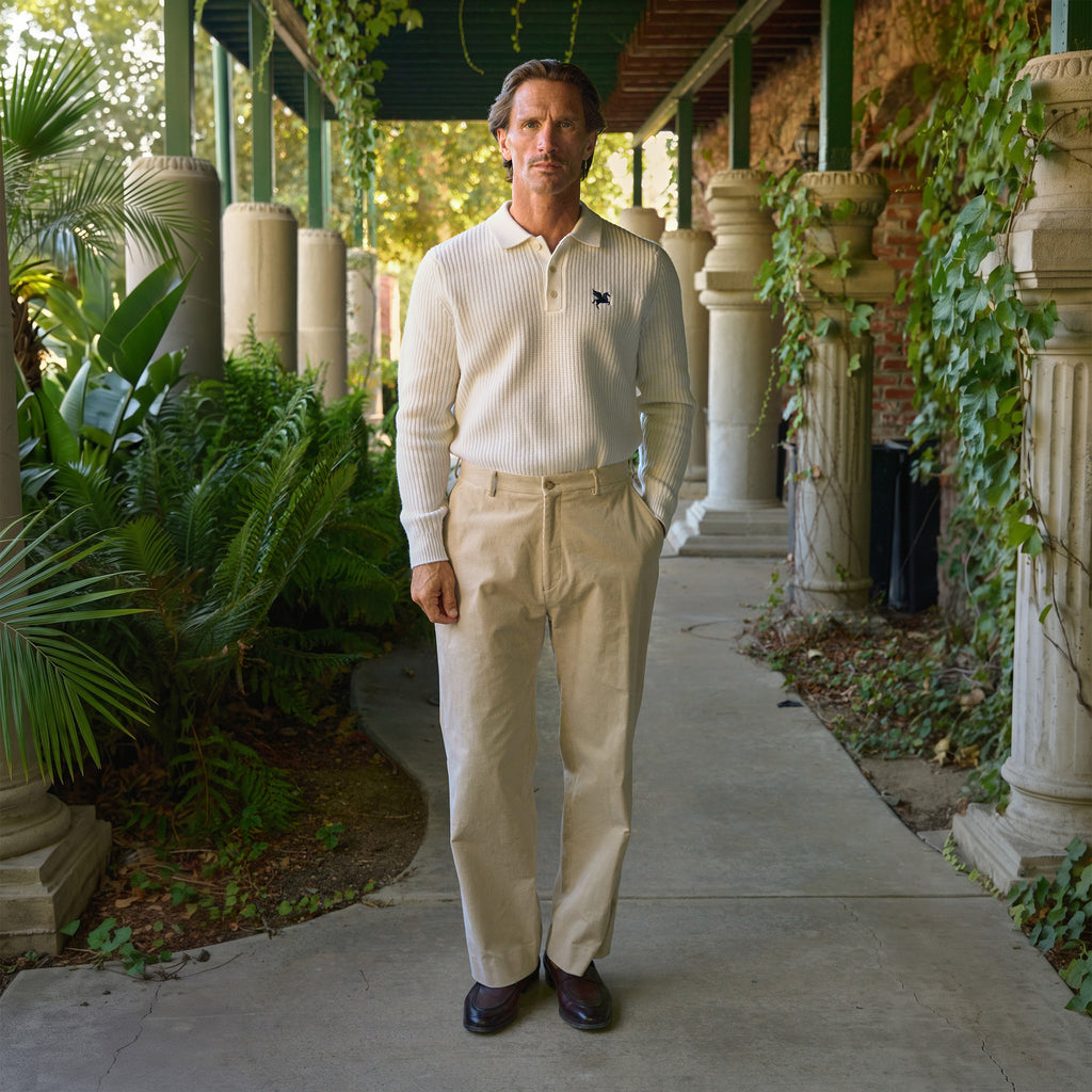 Ford Corduroy Straight Trousers model Tyler in Limestone