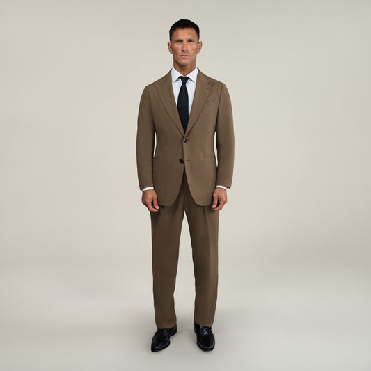 Tags:(6'0"|180 lbs) Bespoke custom athleisure technical men's suit los angeles model Tyler in Teak