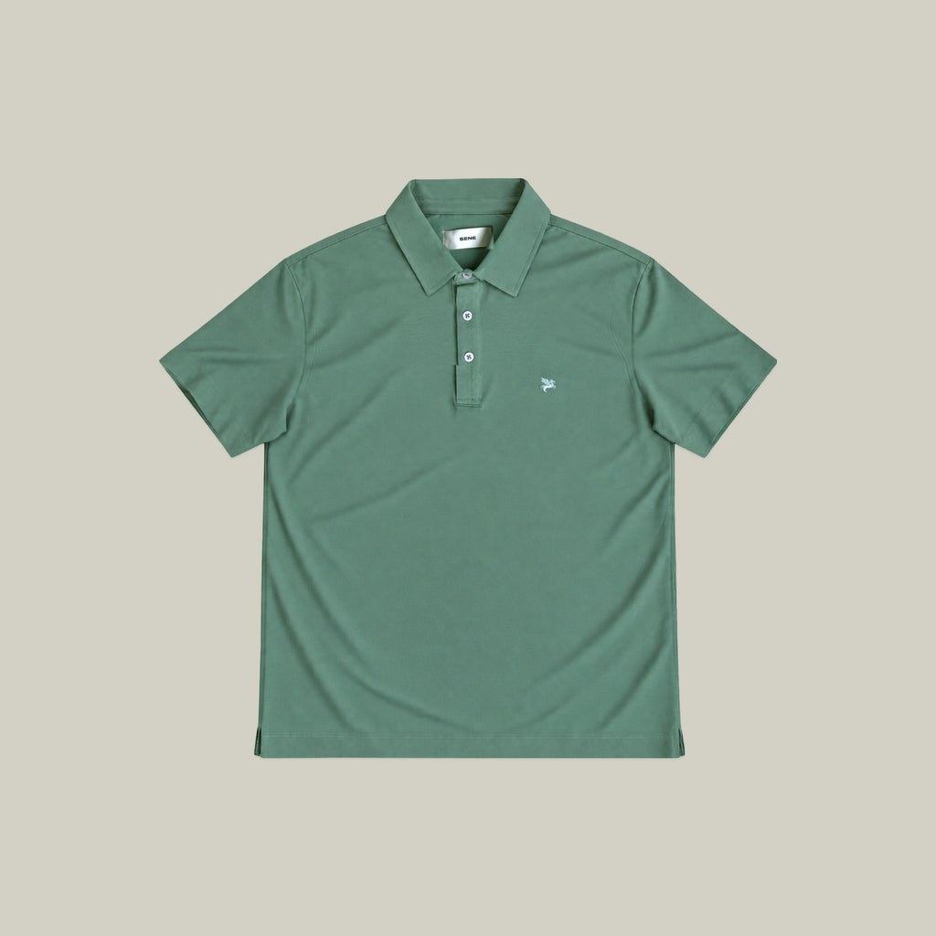 Stretch Pique Polo model Matteo in Sea Glass