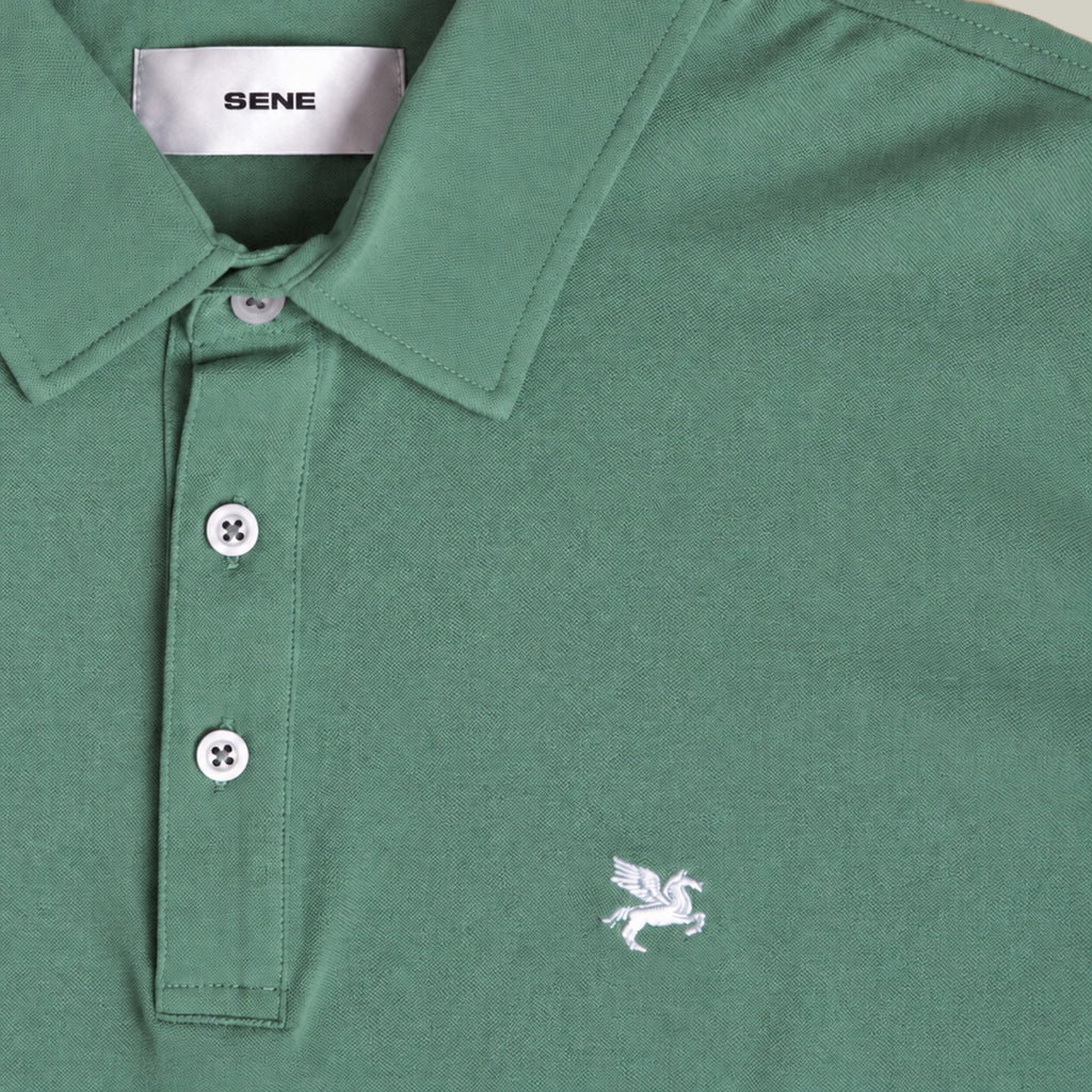 Stretch Pique Polo model Matteo in Sea Glass
