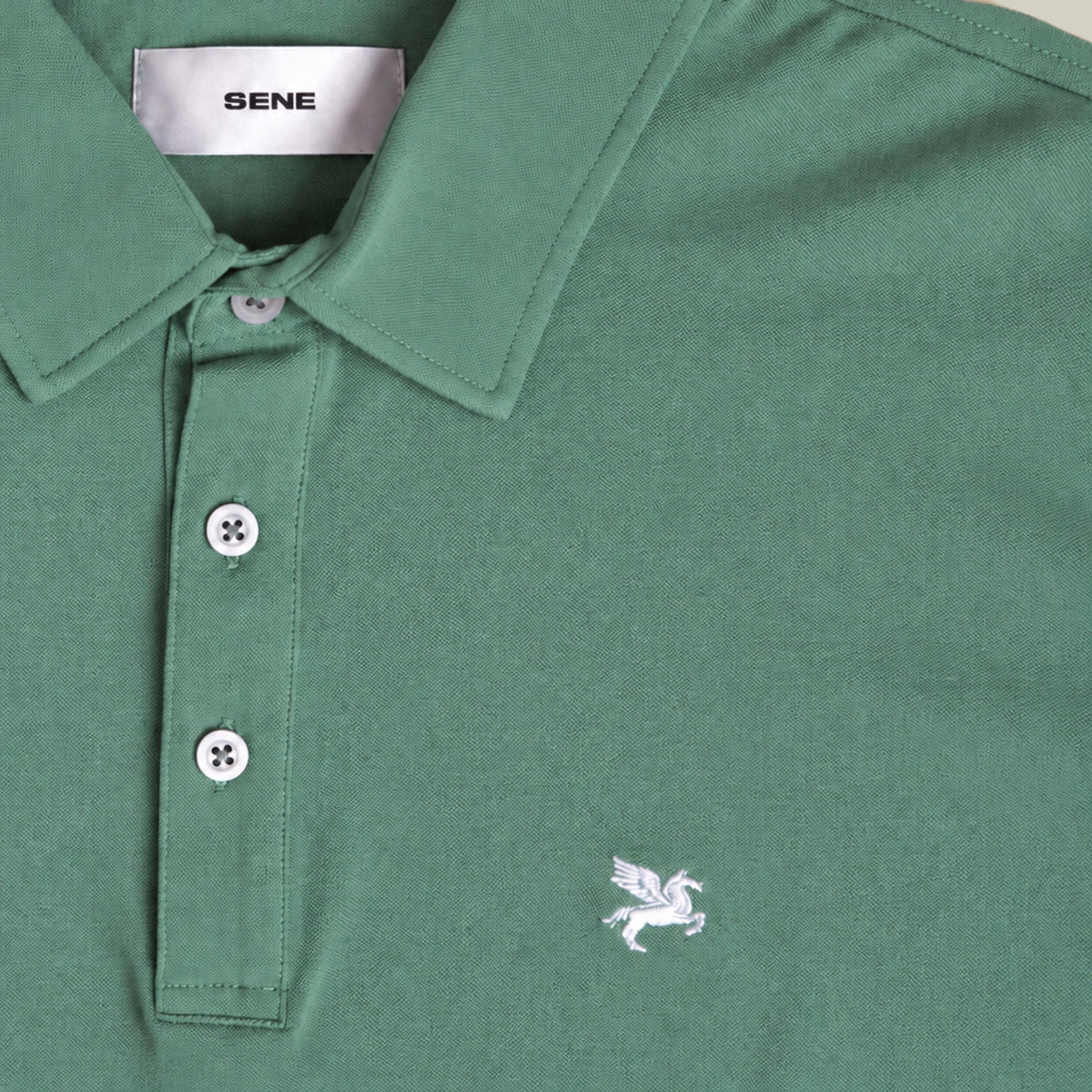 Stretch Pique Polo model Matteo in Sea Glass