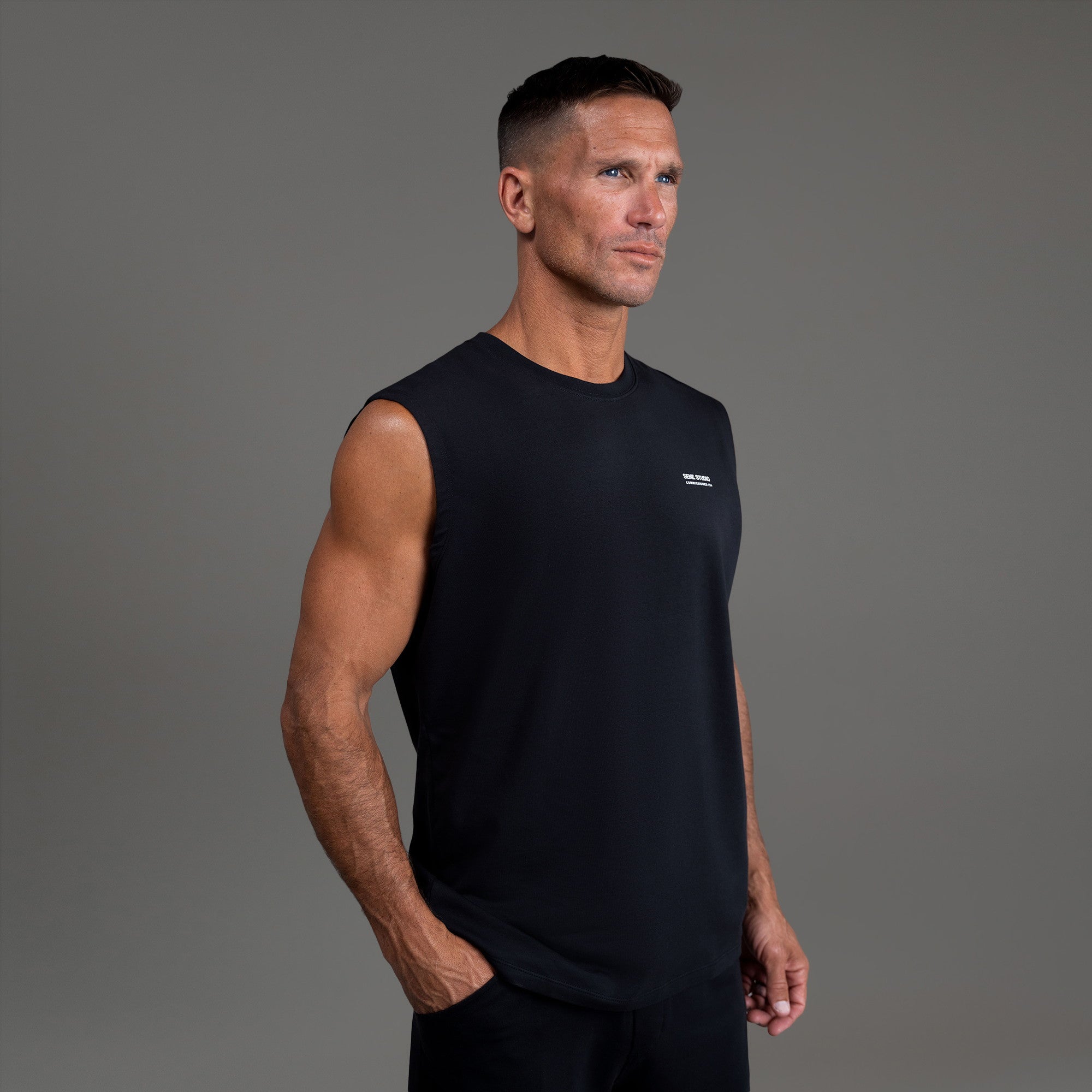 Tags:(6'0" - 180 lbs|Large) custom t-shirt tee model Tyler in Black