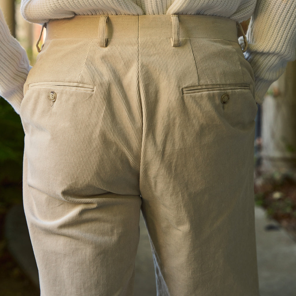 Ford Corduroy Straight Trousers model Tyler in Limestone