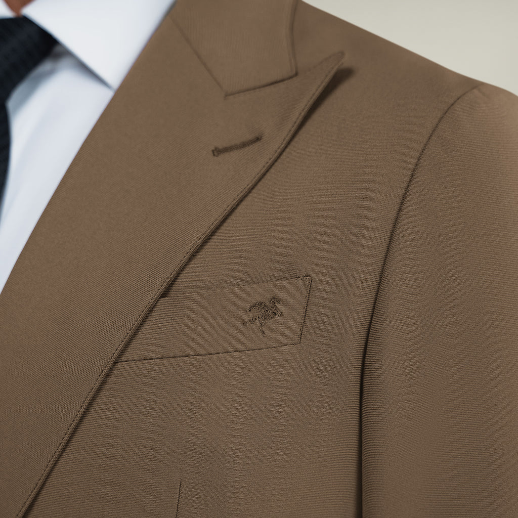 Tags:(6'0"|180 lbs) Bespoke custom athleisure technical men's suit los angeles model Tyler in Teak