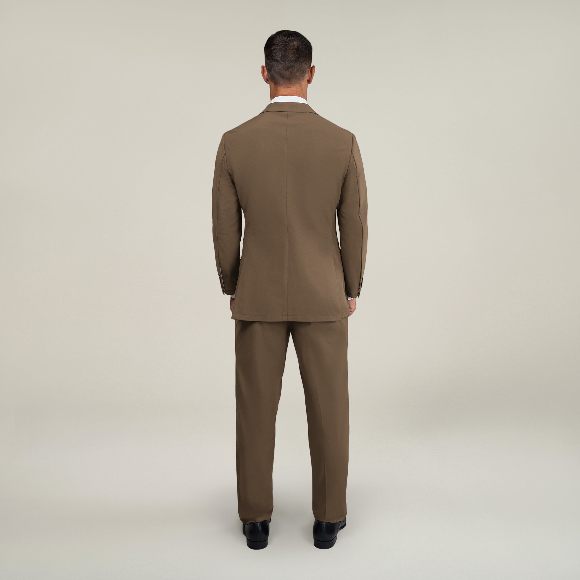 Tags:(6'0"|180 lbs) Bespoke custom athleisure technical men's suit los angeles model Tyler in Teak