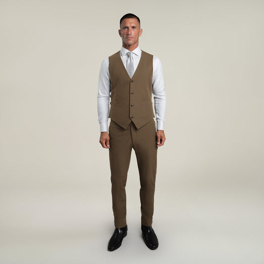 Tags:(6'0"|180 lbs) Bespoke custom athleisure technical men's suit los angeles model Tyler in Teak