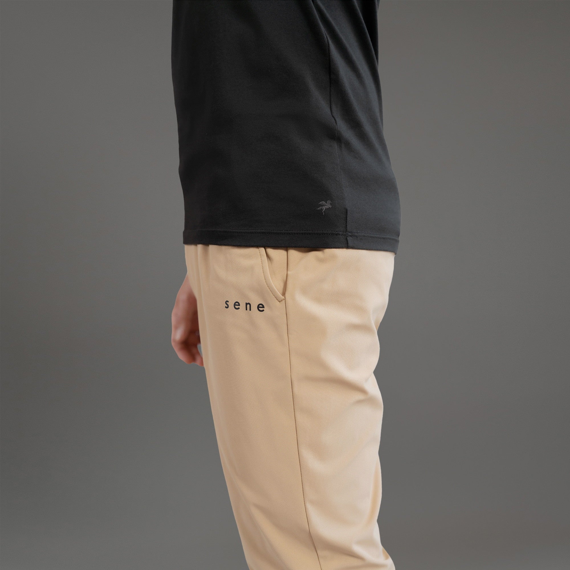 custom v-neck t-shirt los angeles model John in Black