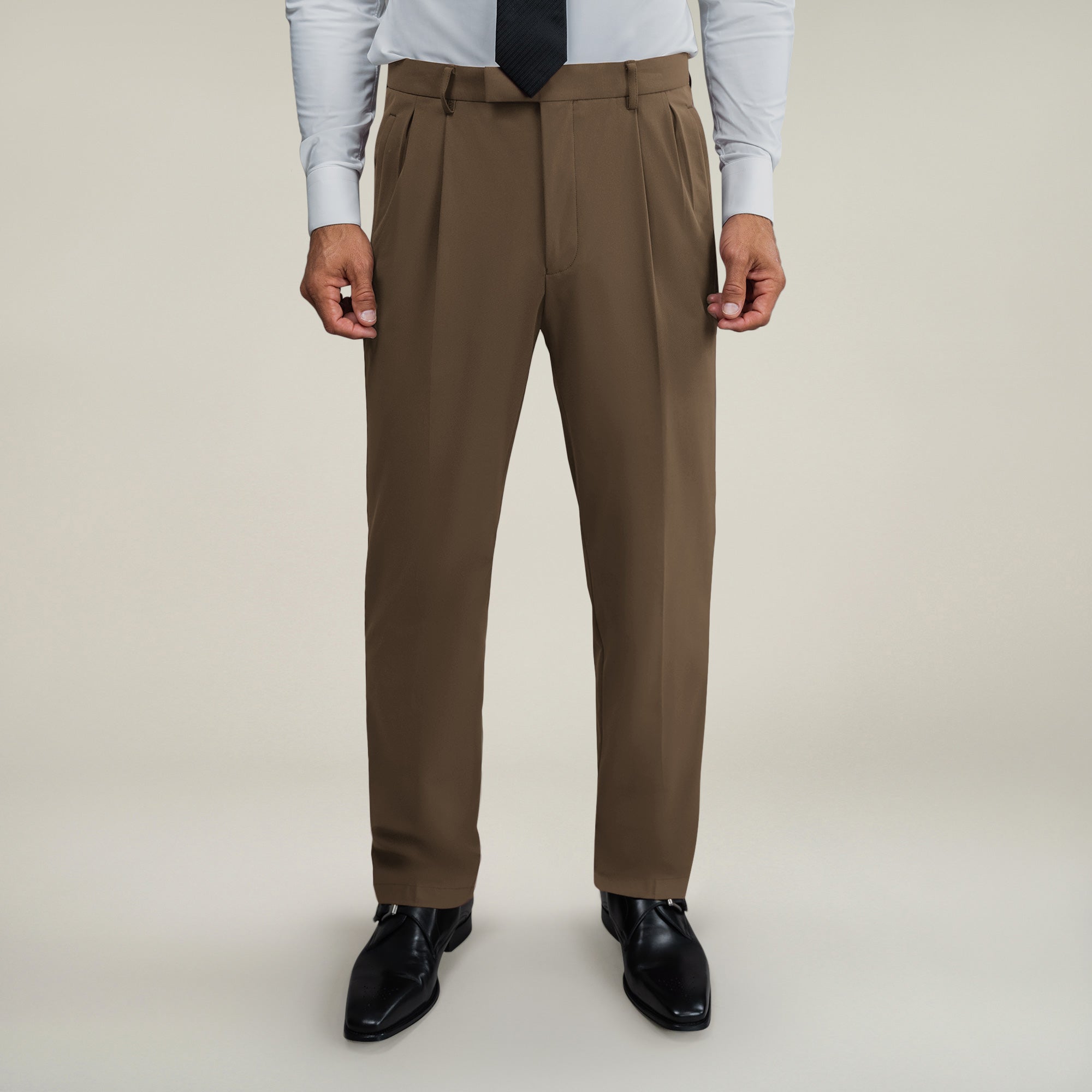 Tags:(6'0"|180 lbs) Bespoke custom athleisure technical men's suit los angeles model Tyler in Teak