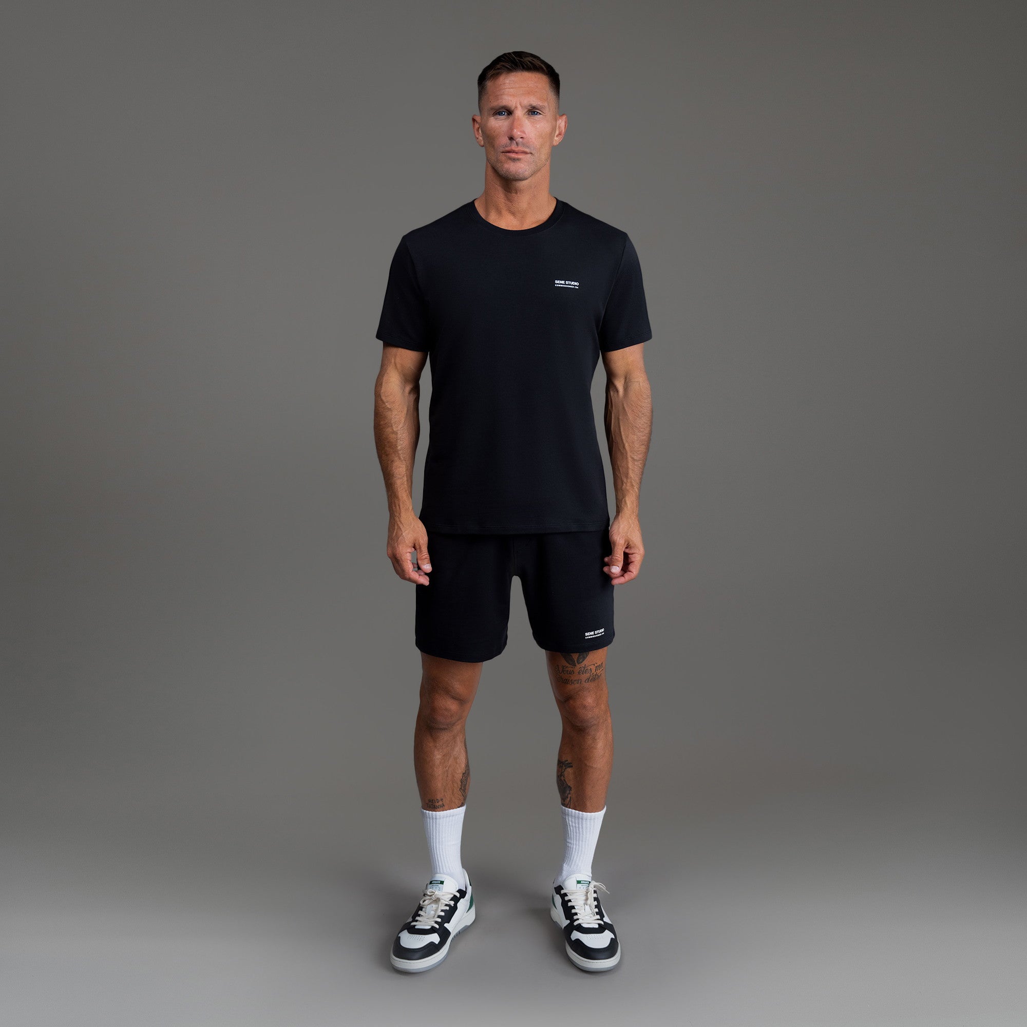 Tags:(6'0"|180 lbs) custom t-shirt tee model Tyler in Black