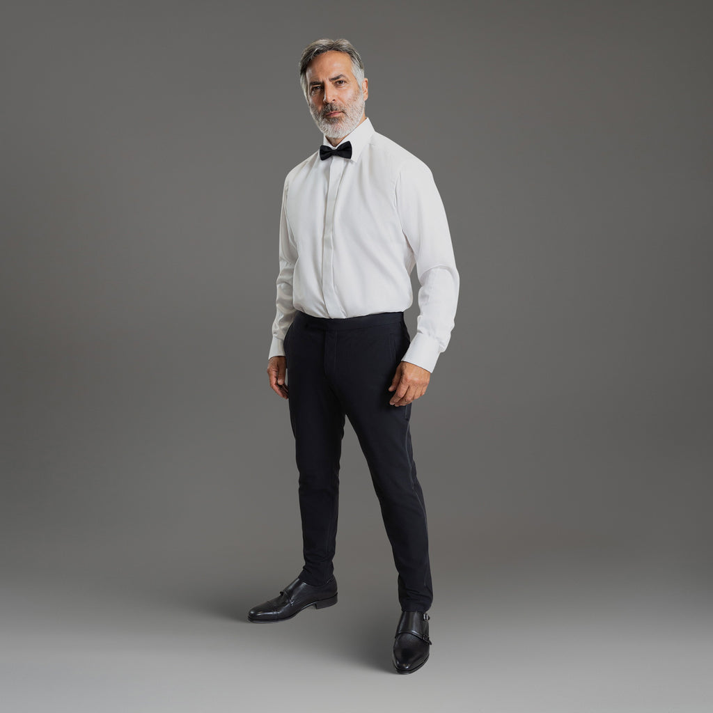 Custom FlexTech Tuxedo Pants model Guillermo in Black