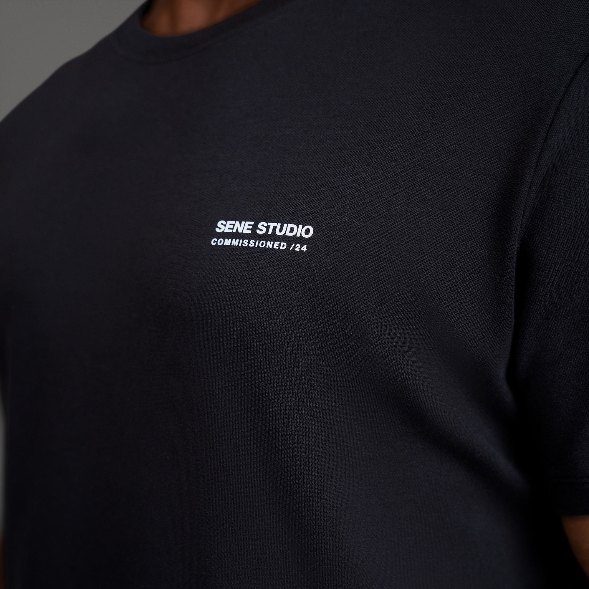 Tags:(6'0" - 180 lbs|Medium) custom t-shirt tee model Tyler in Black