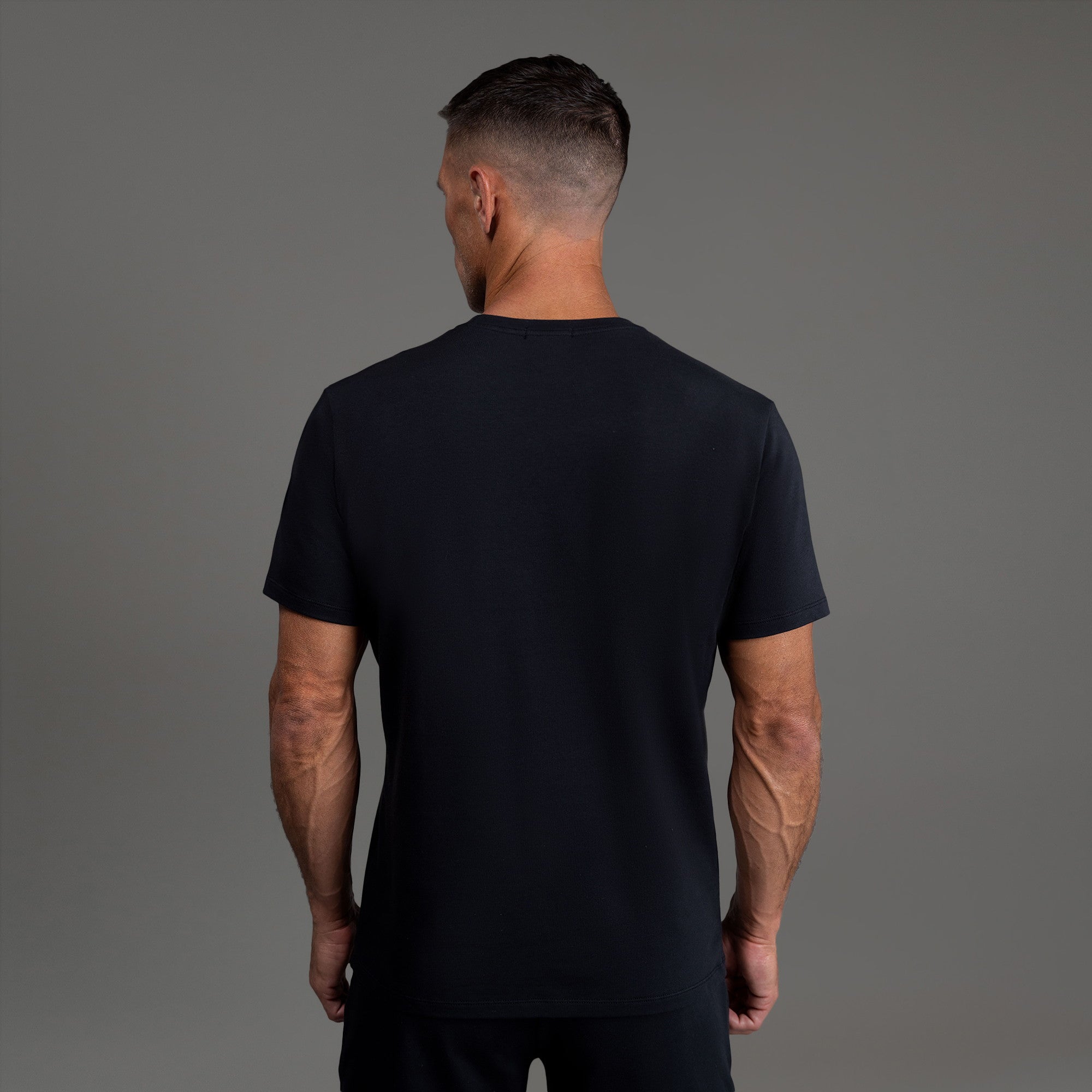 Tags:(6'0"|180 lbs) custom t-shirt tee model Tyler in Black