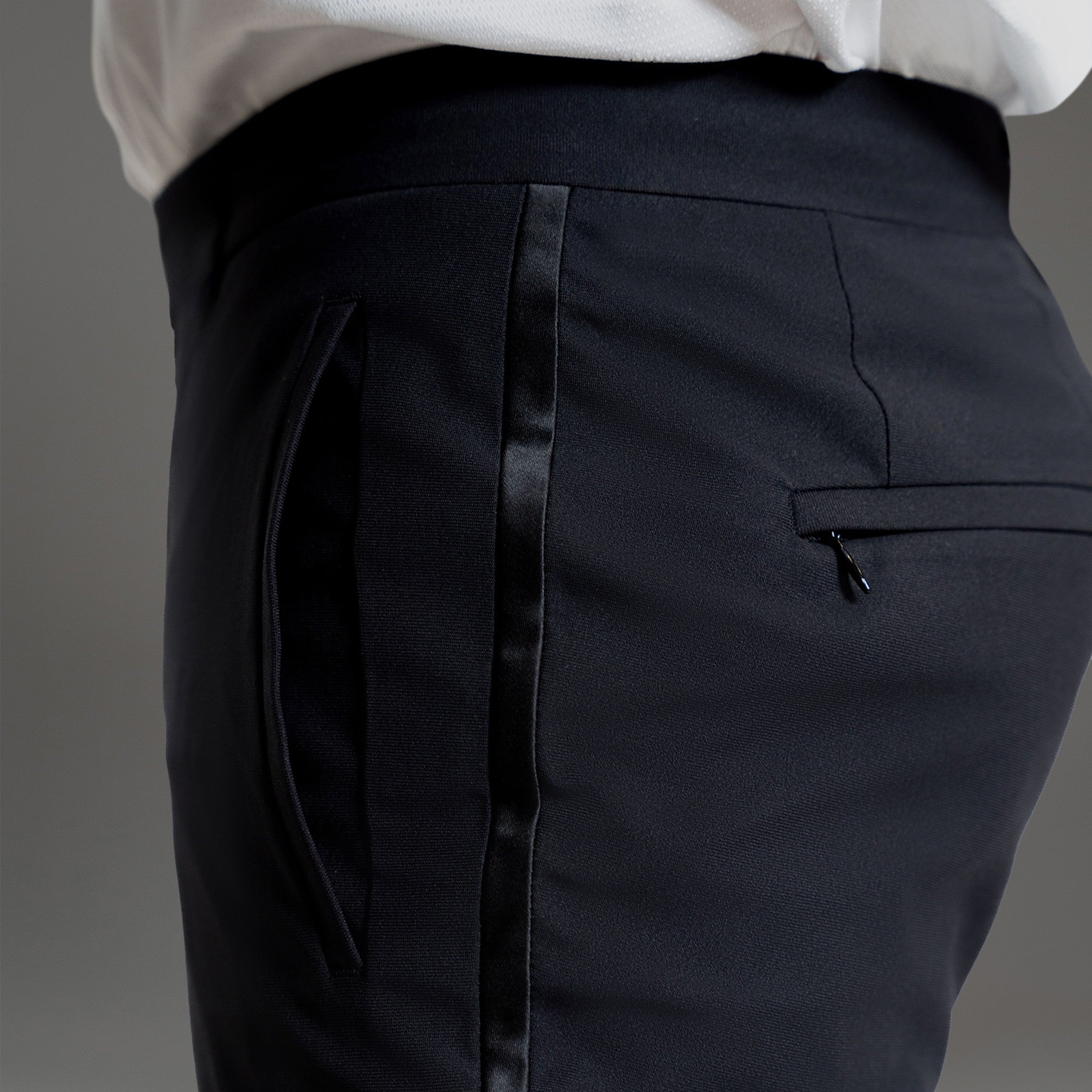 Custom FlexTech Tuxedo Pants model Guillermo in Black