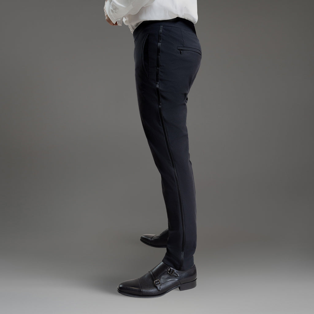 Custom FlexTech Tuxedo Pants model Guillermo in Black