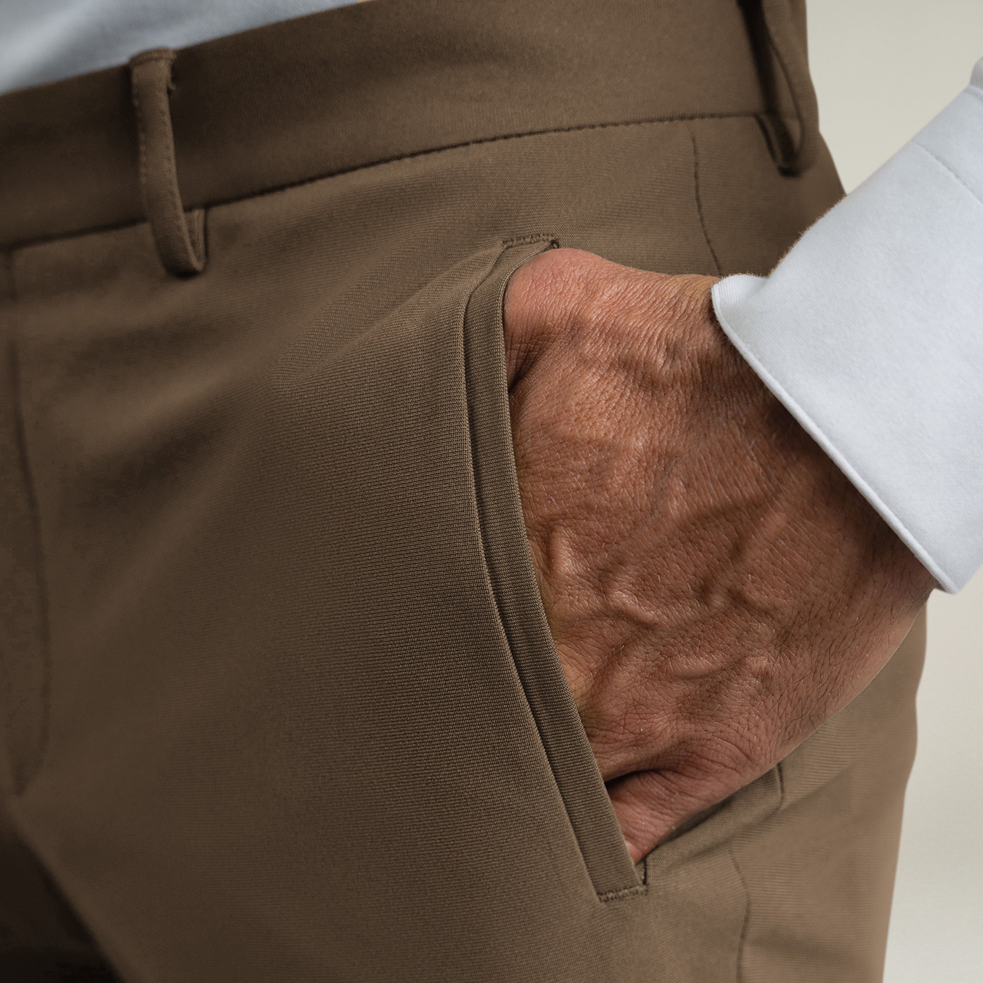 Tags:(6'0"|180 lbs) Bespoke custom athleisure technical men's suit los angeles model Tyler in Teak