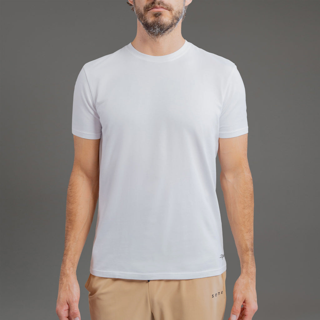 Tags:(Tailored|Standard) custom crew neck t-shirt los angeles model John in White