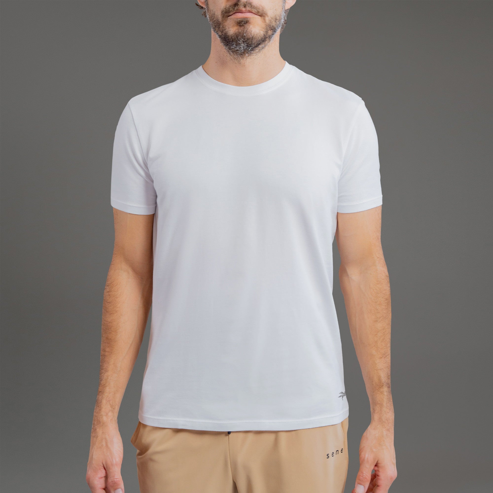 Tags:(Tailored|Standard) custom crew neck t-shirt los angeles model John in White