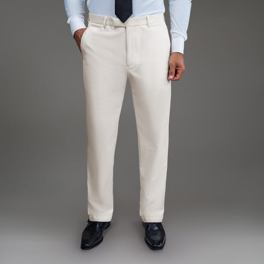 bespoke custom trousers pant chino performance technical model Tyler in Cream