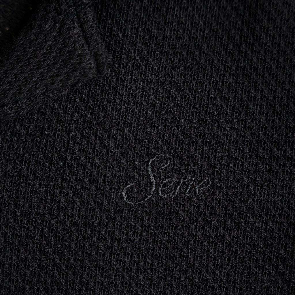 Tags:(6'0" - 180 lbs|Medium) Custom Knit Camp Shirt model Tyler in Black