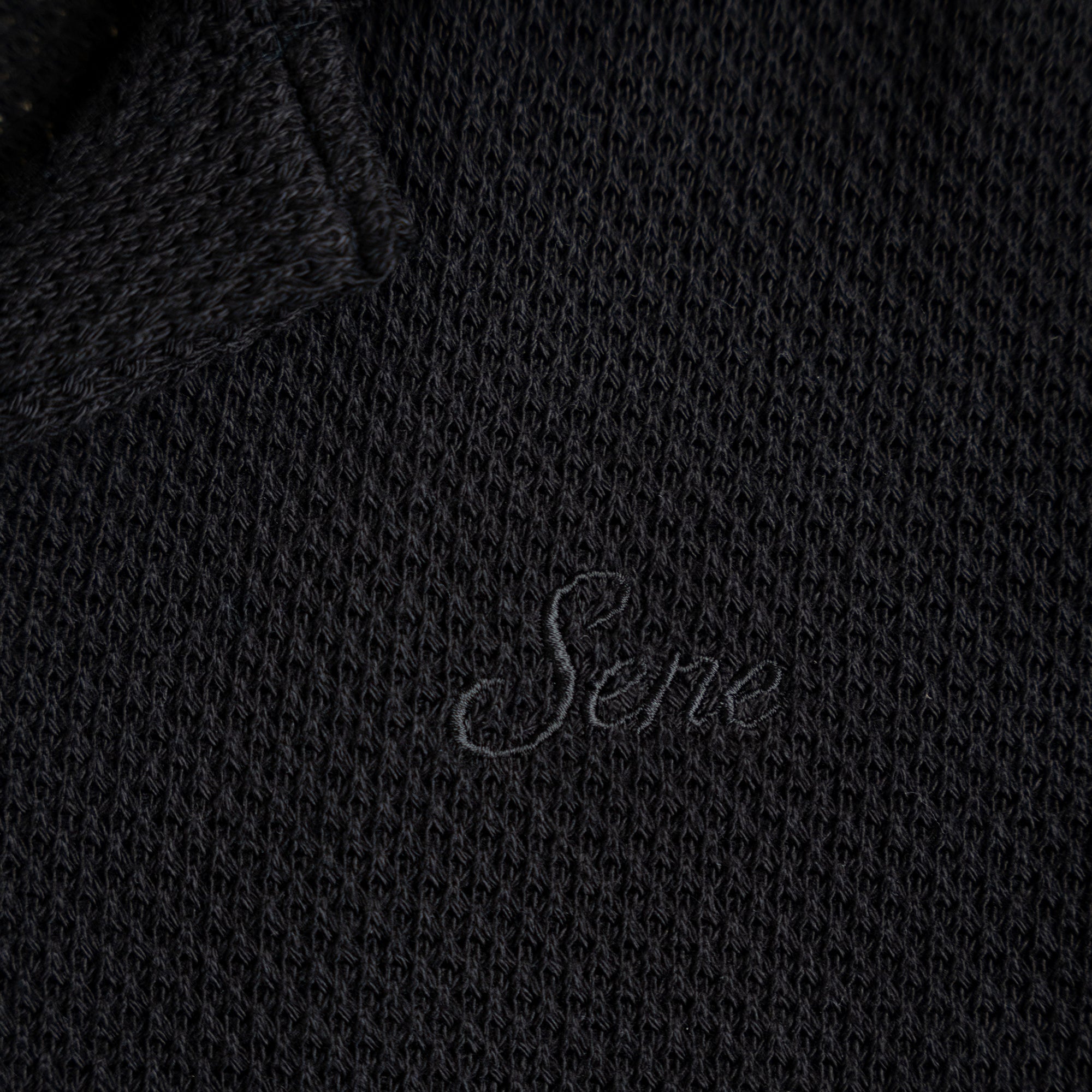 Tags:(6'0" - 180 lbs|Medium) Custom Knit Camp Shirt model Tyler in Black