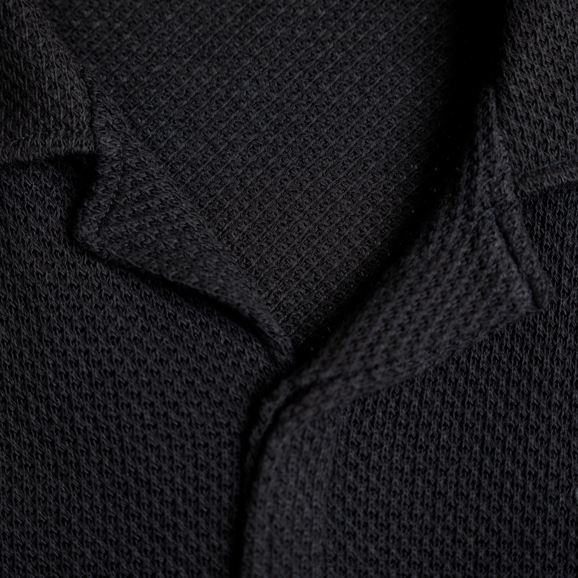 Tags:(6'0" - 180 lbs|Medium) Custom Knit Camp Shirt model Tyler in Black