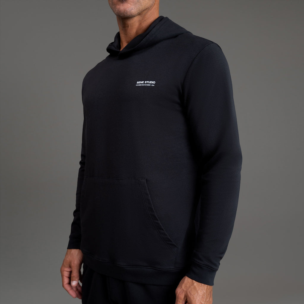 men's custom hoodie model Tyler in Black