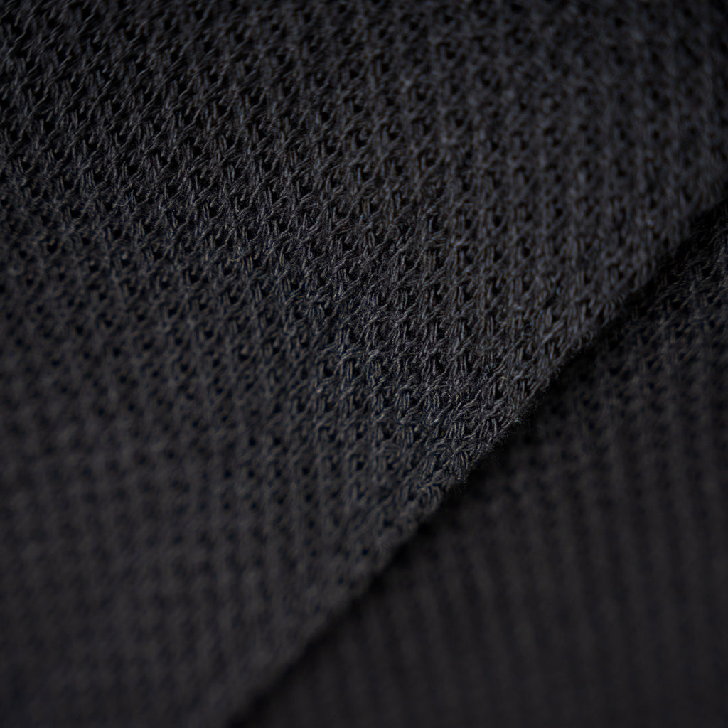 Tags:(6'0" - 180 lbs|Medium) Custom Knit Camp Shirt model Tyler in Black