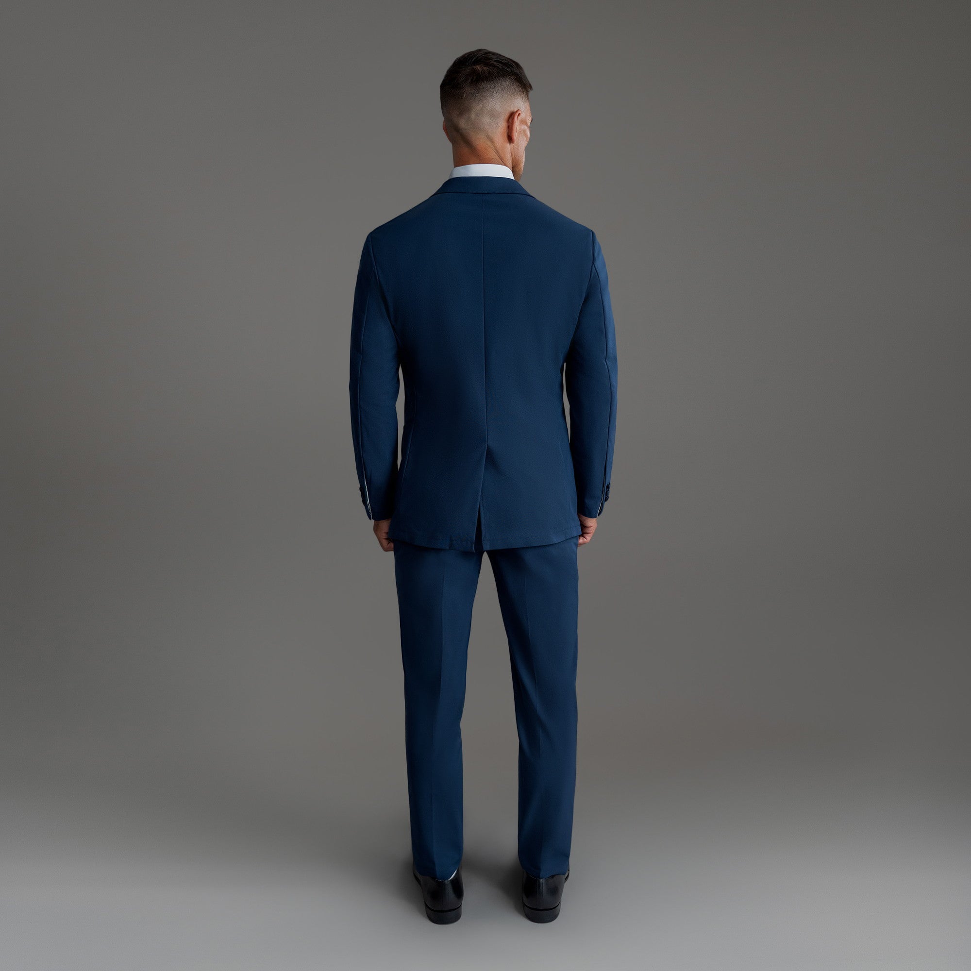 Custom Peak Lapel Tuxedo model Tyler in Navy