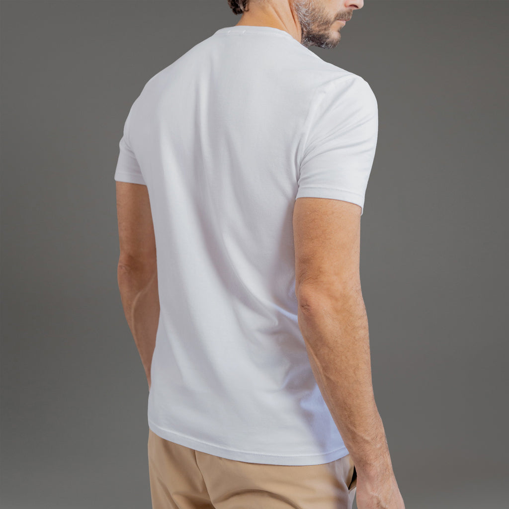 Tags:(Tailored|Standard) custom crew neck t-shirt los angeles model John in White