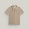 Tags:(6'0" - 180 lbs|Medium) Custom Knit Camp Shirt model Tyler in Khaki