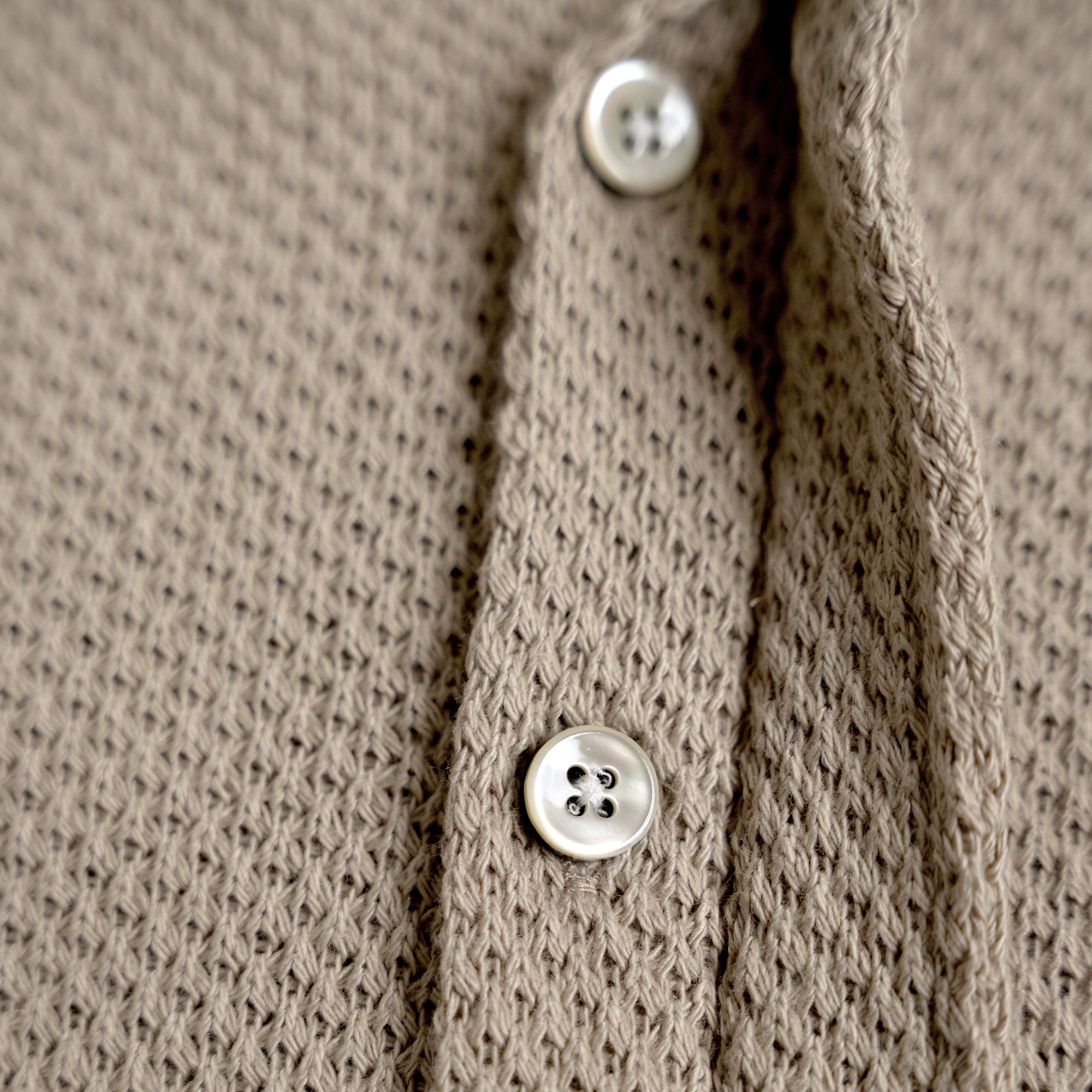 Tags:(6'0" - 180 lbs|Medium) Custom Knit Camp Shirt model Tyler in Khaki