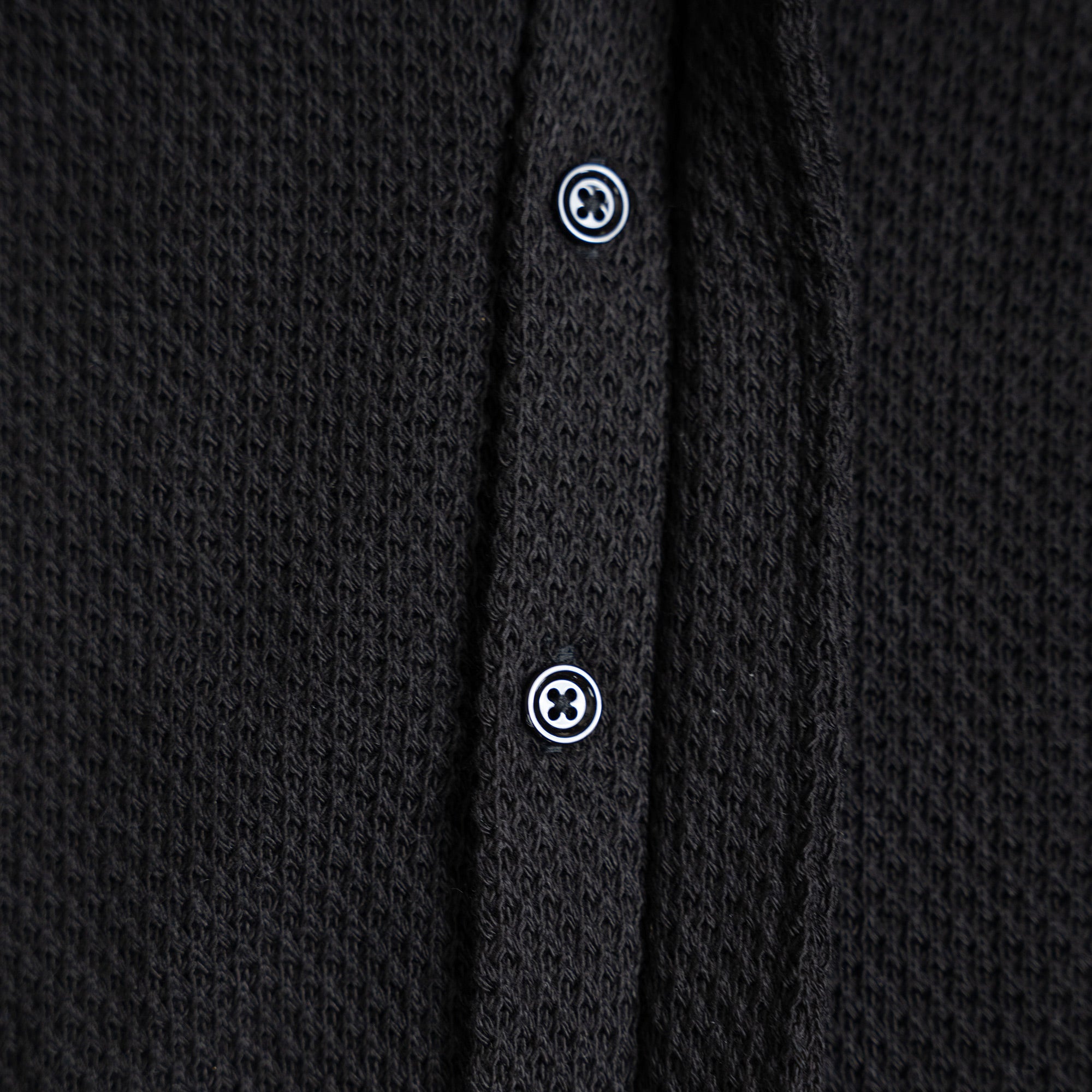 Tags:(6'0" - 180 lbs|Medium) Custom Knit Camp Shirt model Tyler in Black