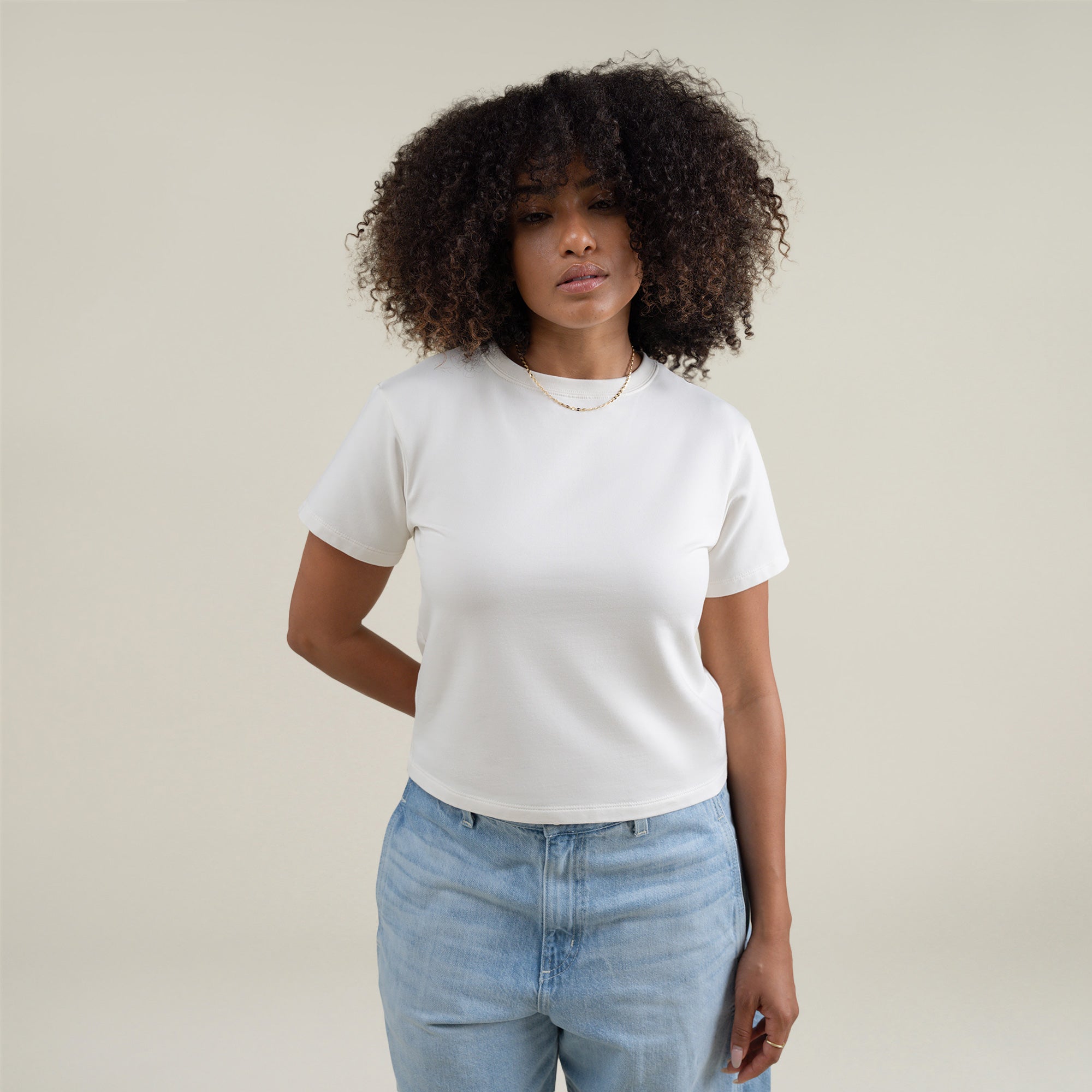 Tags:(Small) Custom t-shirt tee model Melissa in Bone