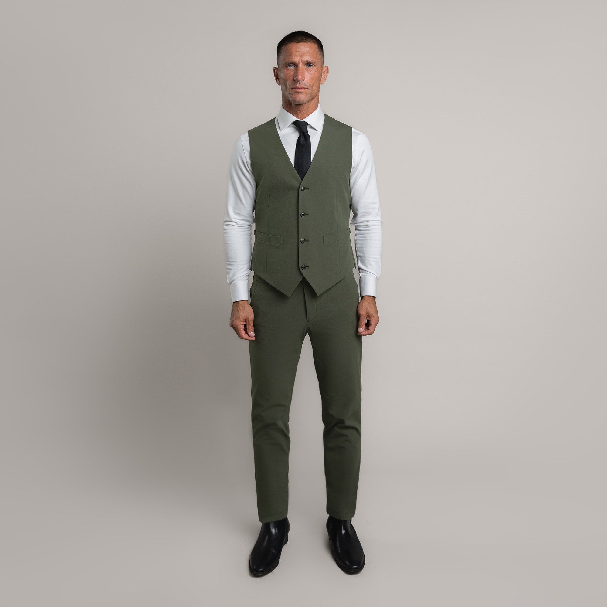 Custom suit vest model Tyler in Moss