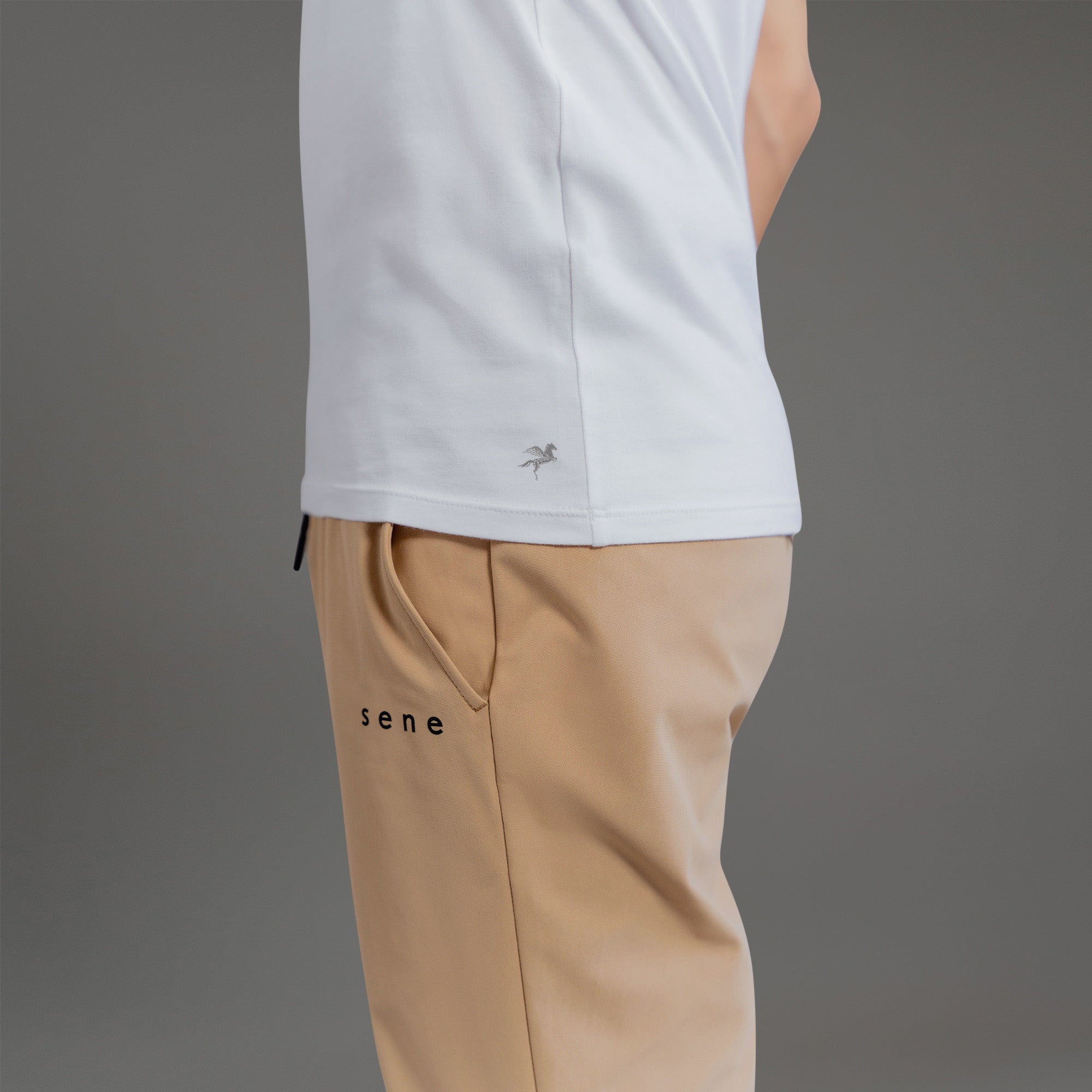 custom v-neck t-shirt los angeles model John in White