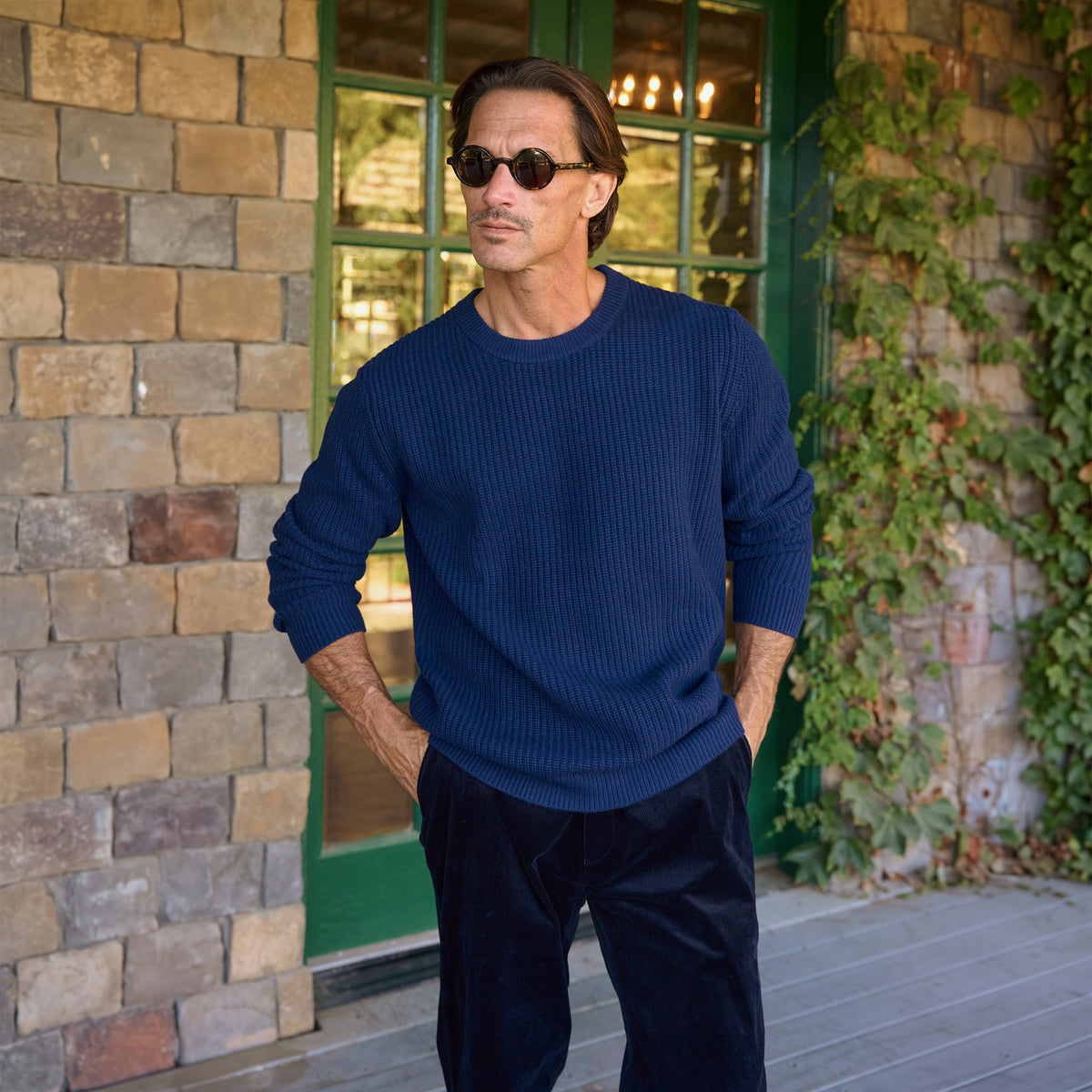 Ford Corduroy Straight Trousers model Tyler in Inkwell