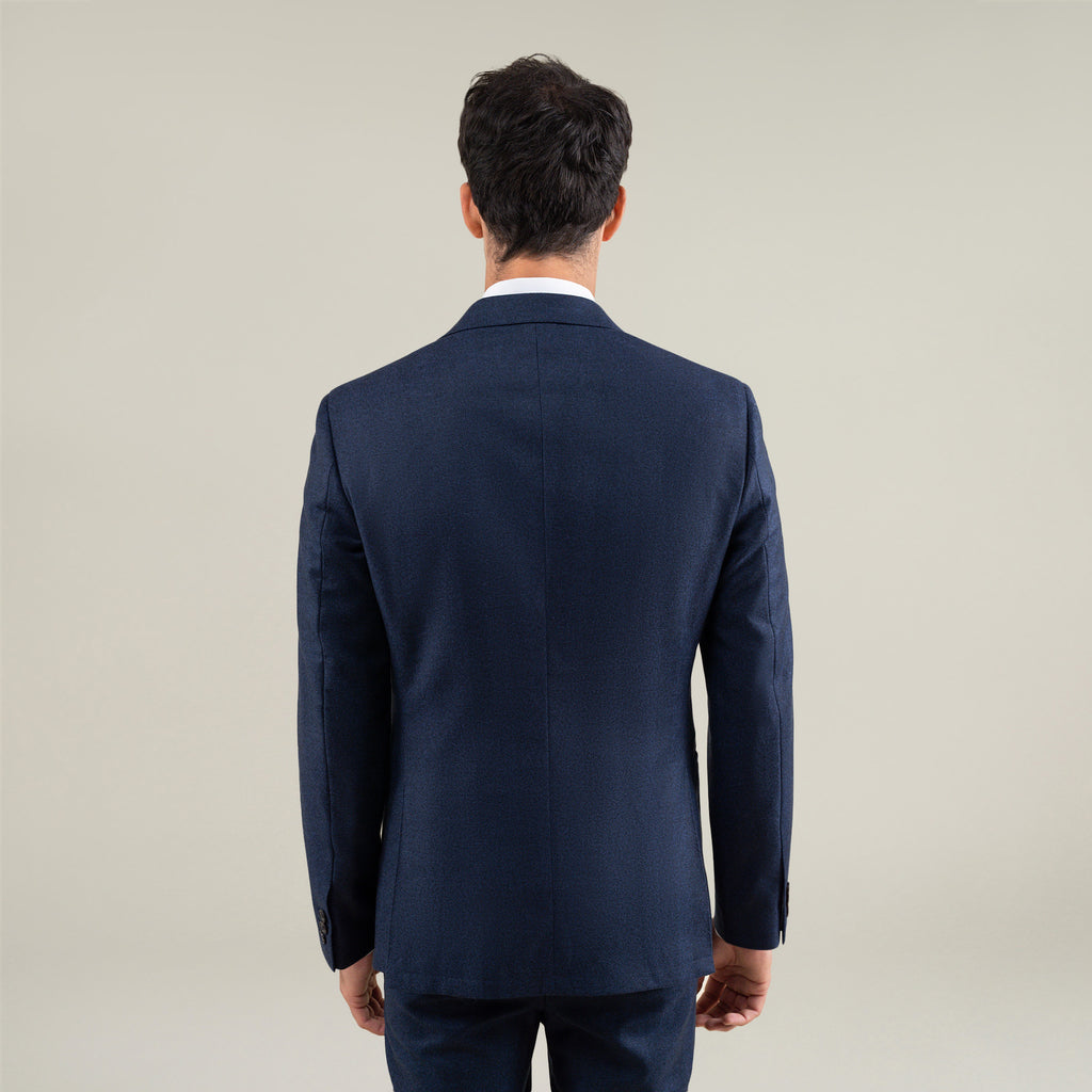 Tags:(6'1"|165) Custom Peak Lapel Tuxedo model Jessey in Navy Herringbone