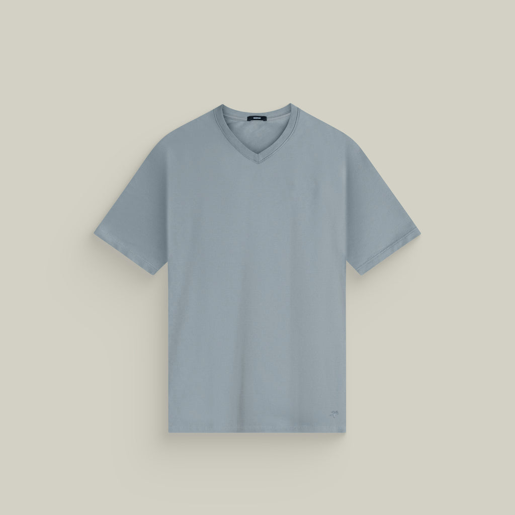 french terry blue gray t-shirt model matteo in vapor