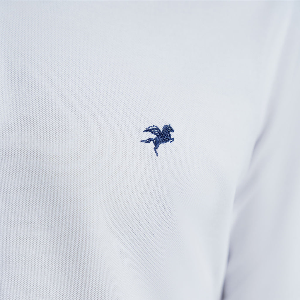 Custom Bespoke Tailored Spread Shirt model Tyler in White Emblem