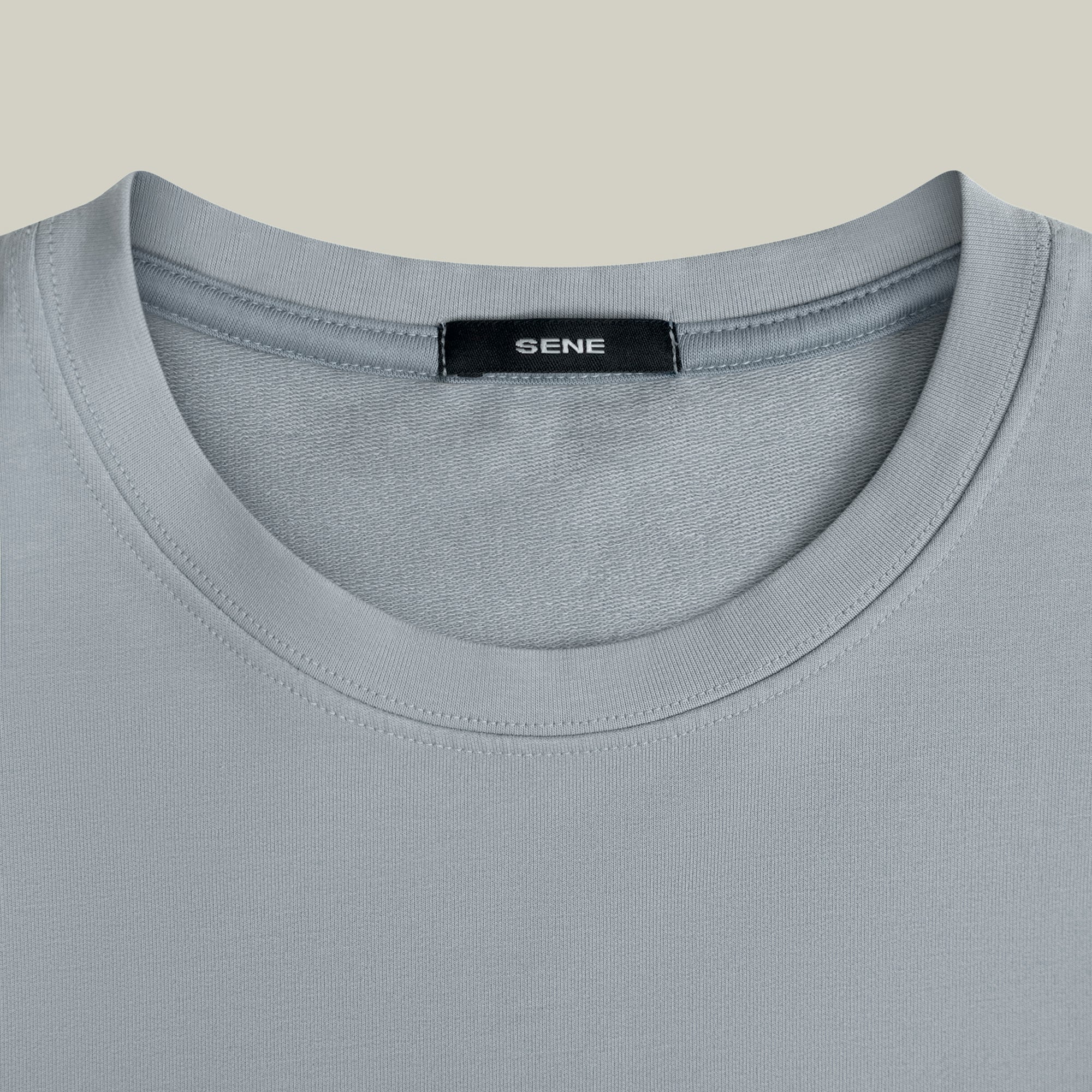 french terry blue gray t-shirt model matteo in vapor
