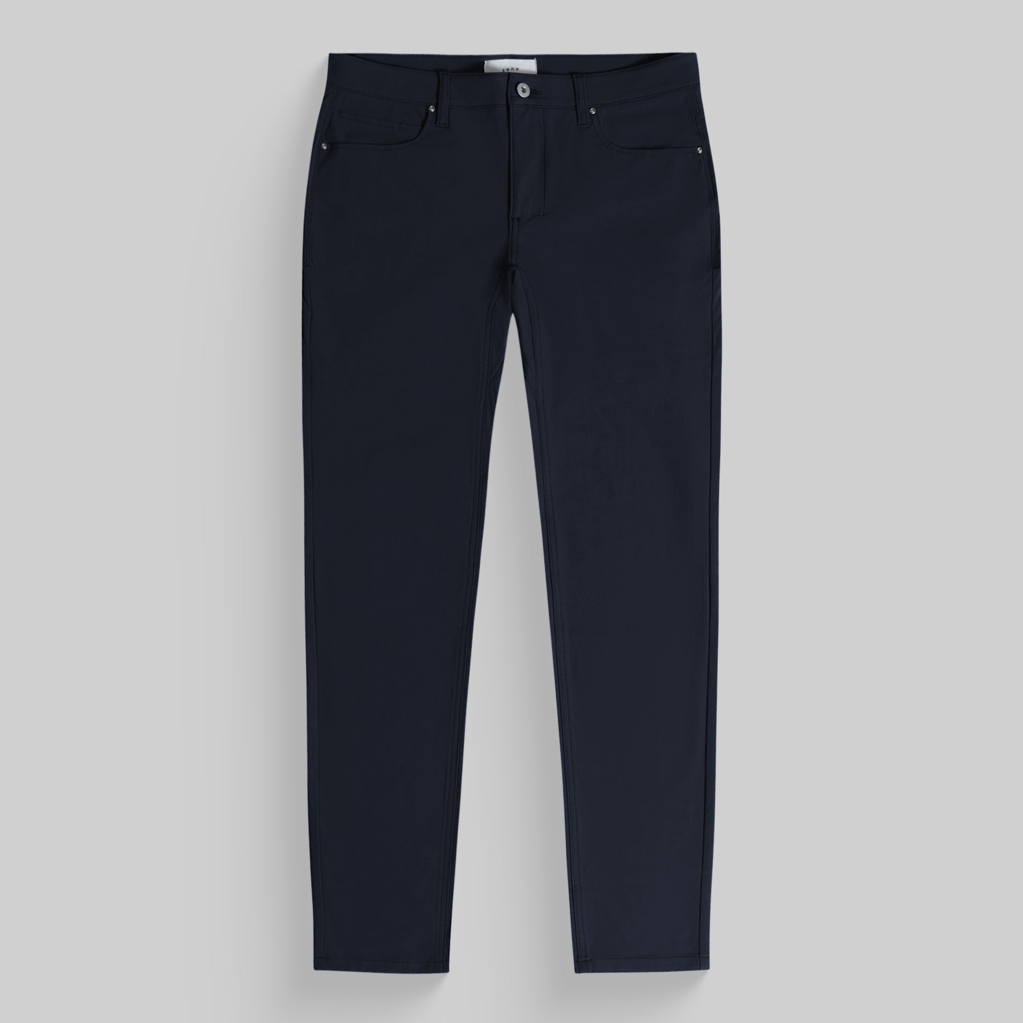 custom tech performance stretch pants model Tim in Charcoal