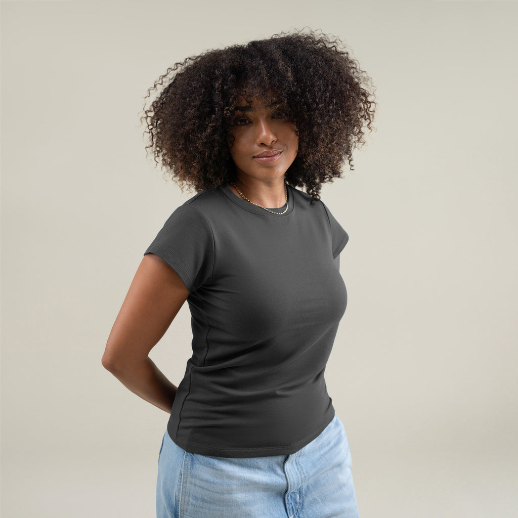 Tags:(Medium) Custom t-shirt tee model Melissa in Smoke
