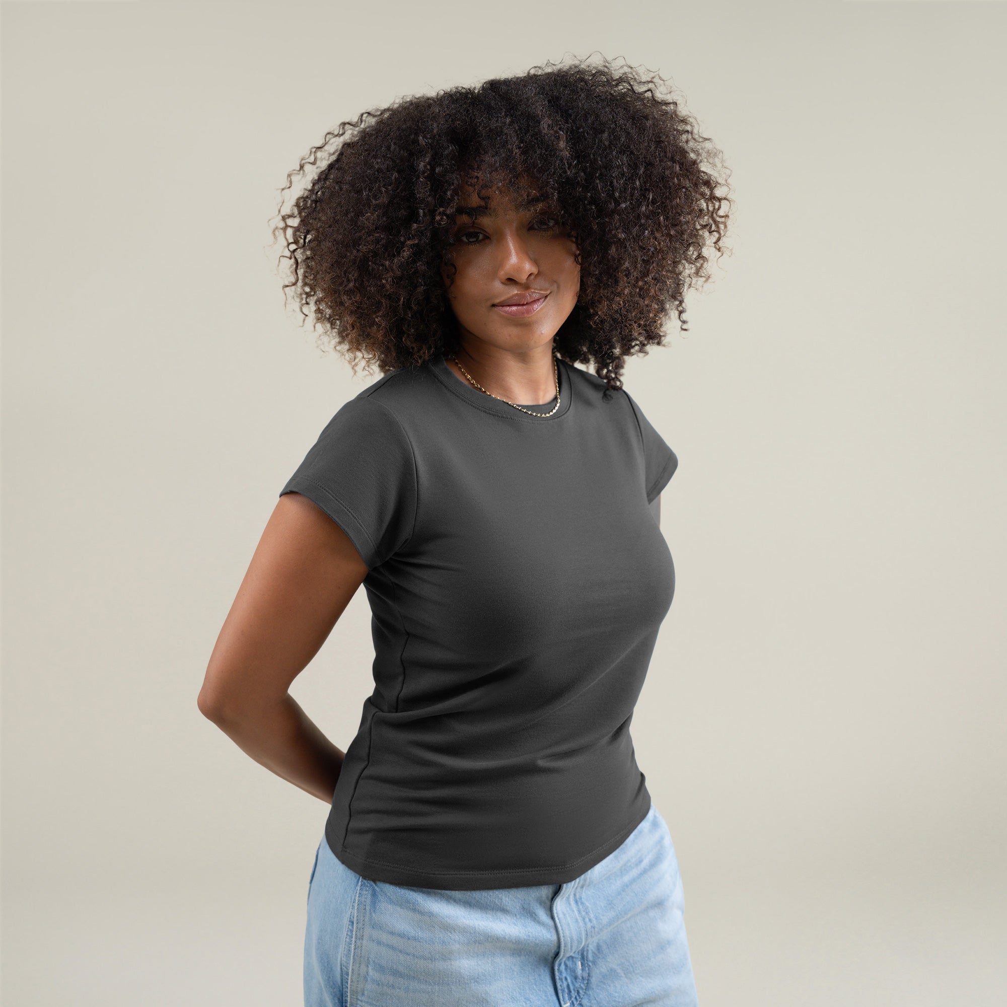 Tags:(Medium) Custom t-shirt tee model Melissa in Smoke